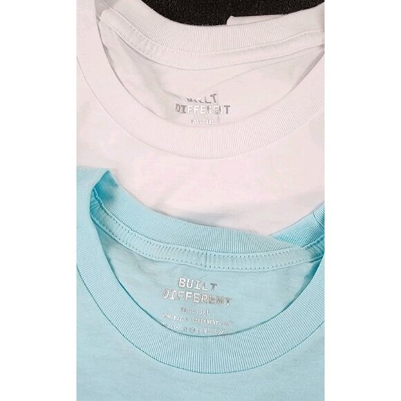 Built Different Crew Neck Shirt Size 3XL Tall 2 Shirts Aqua White Rtl $46 Soft - Picture 3 of 10